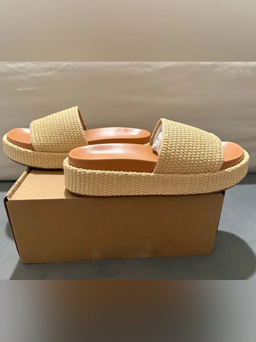 Eqaudes Women’s Woven Slide Platform Sandal in Natural - US Size 7